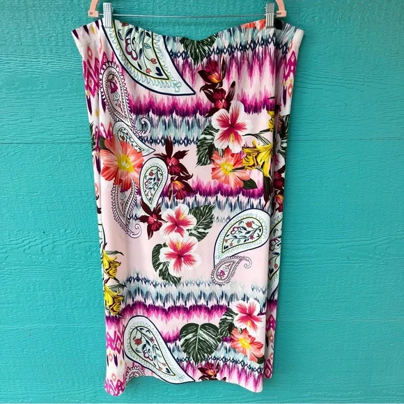CHICO’S FLOWY TROPICAL FLORAL SUMMER LONG SKIRT ELASTIC WAISTBAND SIZE XXL - Picture 4 of 5